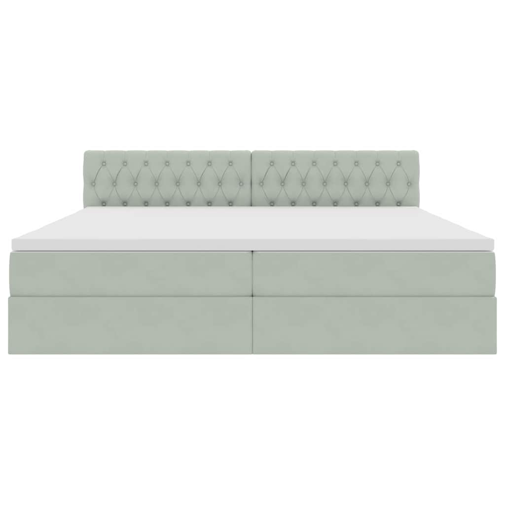 Letto con Contenitore Grigio chiaro 200 x 200 cm Velluto | homemem39