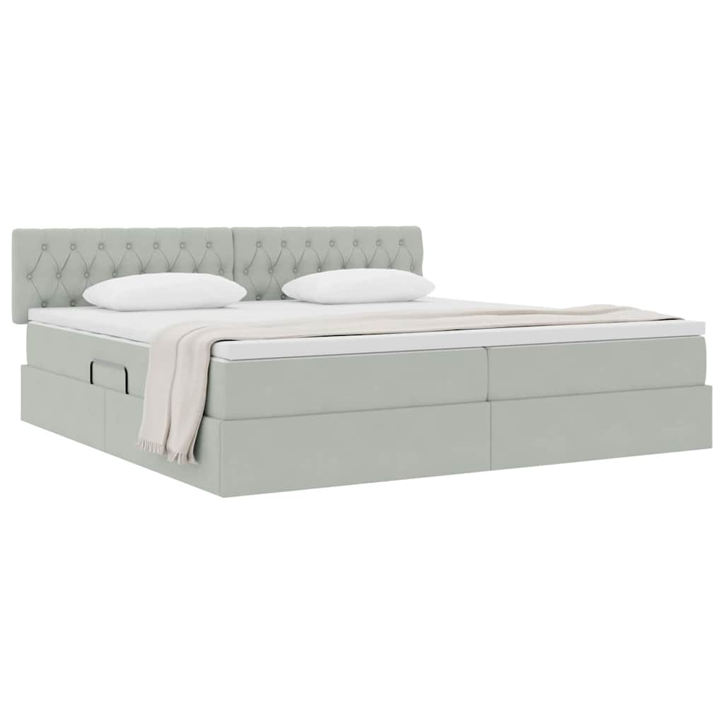 Letto con Contenitore Grigio chiaro 200 x 200 cm Velluto | homemem39