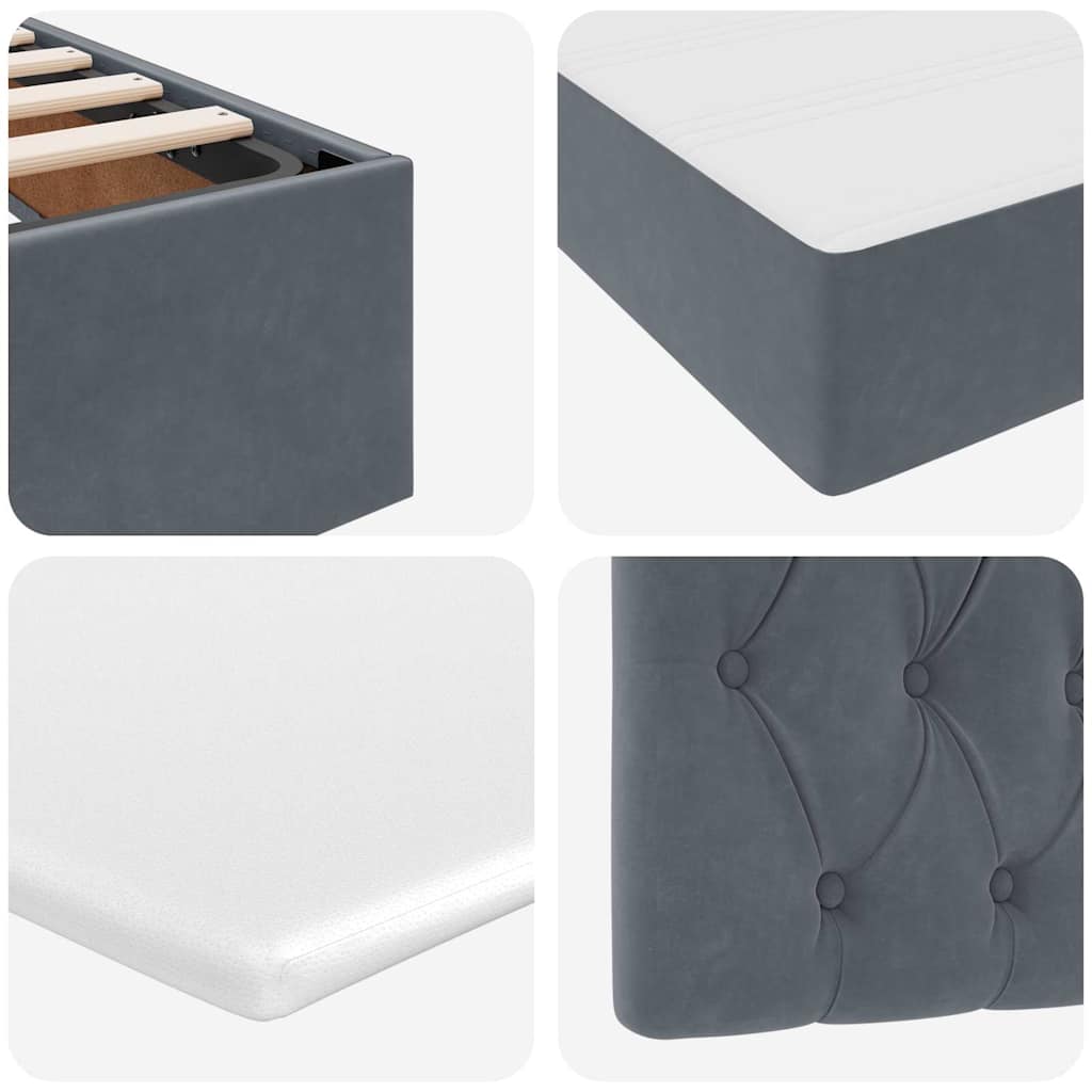 Letto con Contenitore Grigio scuro 200 x 200 cm Velluto