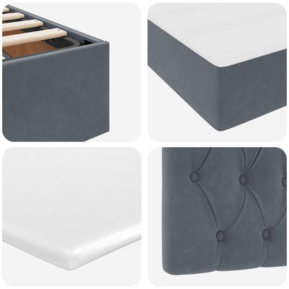 Letto con Contenitore Grigio scuro 200 x 200 cm Velluto