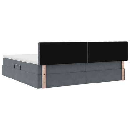 Letto con Contenitore Grigio scuro 200 x 200 cm Velluto | homemem39