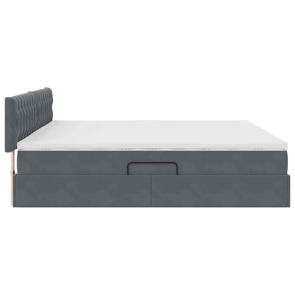 Letto con Contenitore Grigio scuro 200 x 200 cm Velluto | homemem39