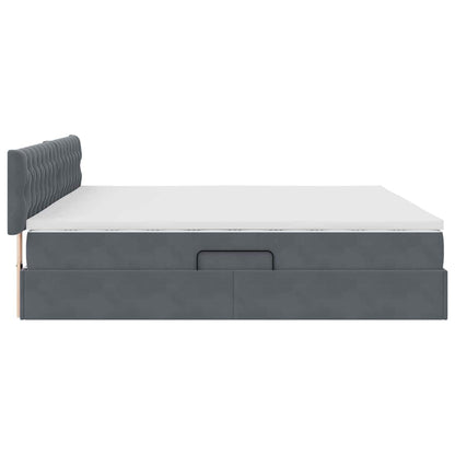 Letto con Contenitore Grigio scuro 200 x 200 cm Velluto | homemem39