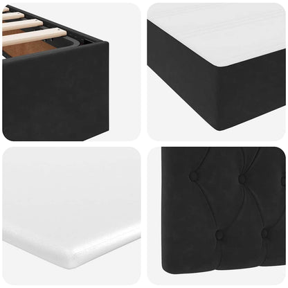 Letto con Contenitore con materasso Nero 200 x 200 cm Velluto
