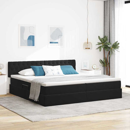 Letto con Contenitore con materasso Nero 200 x 200 cm Velluto | homemem39