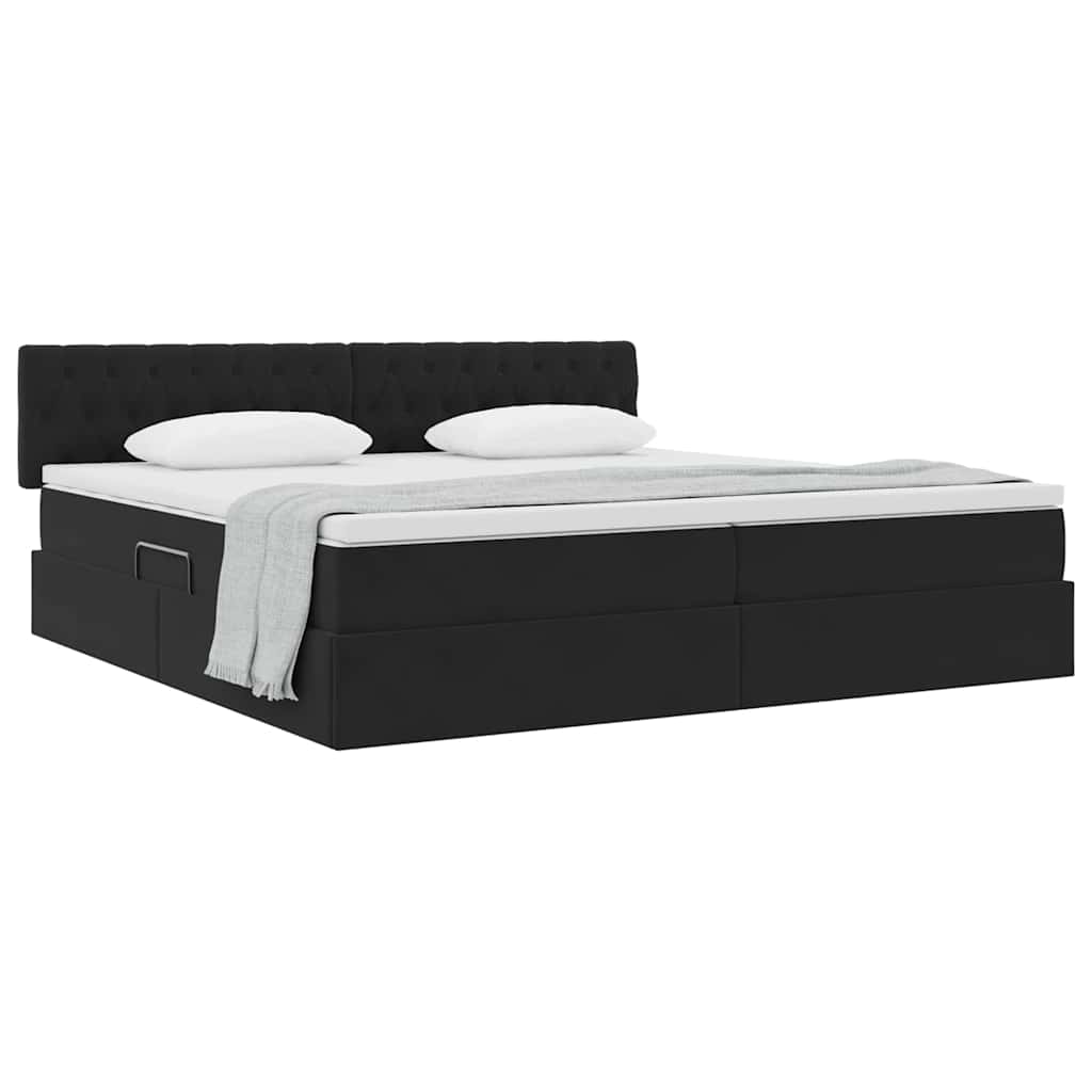 Letto con Contenitore con materasso Nero 200 x 200 cm Velluto | homemem39