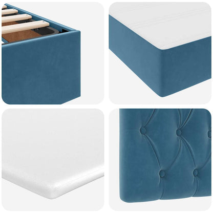 Letto con Contenitore Blu Scuro 200 x 200 cm Velluto