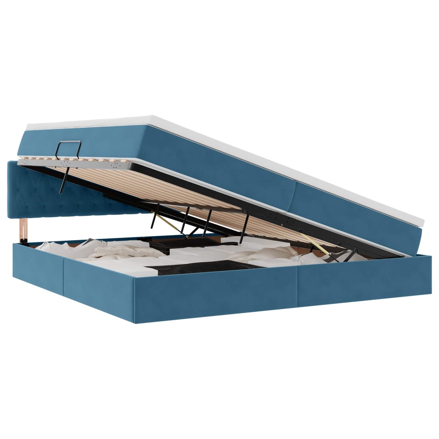 Letto con Contenitore Blu Scuro 200 x 200 cm Velluto | homemem39