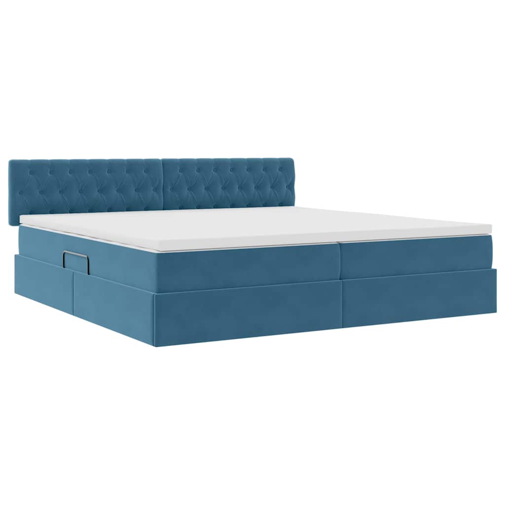 Letto con Contenitore Blu Scuro 200 x 200 cm Velluto | homemem39