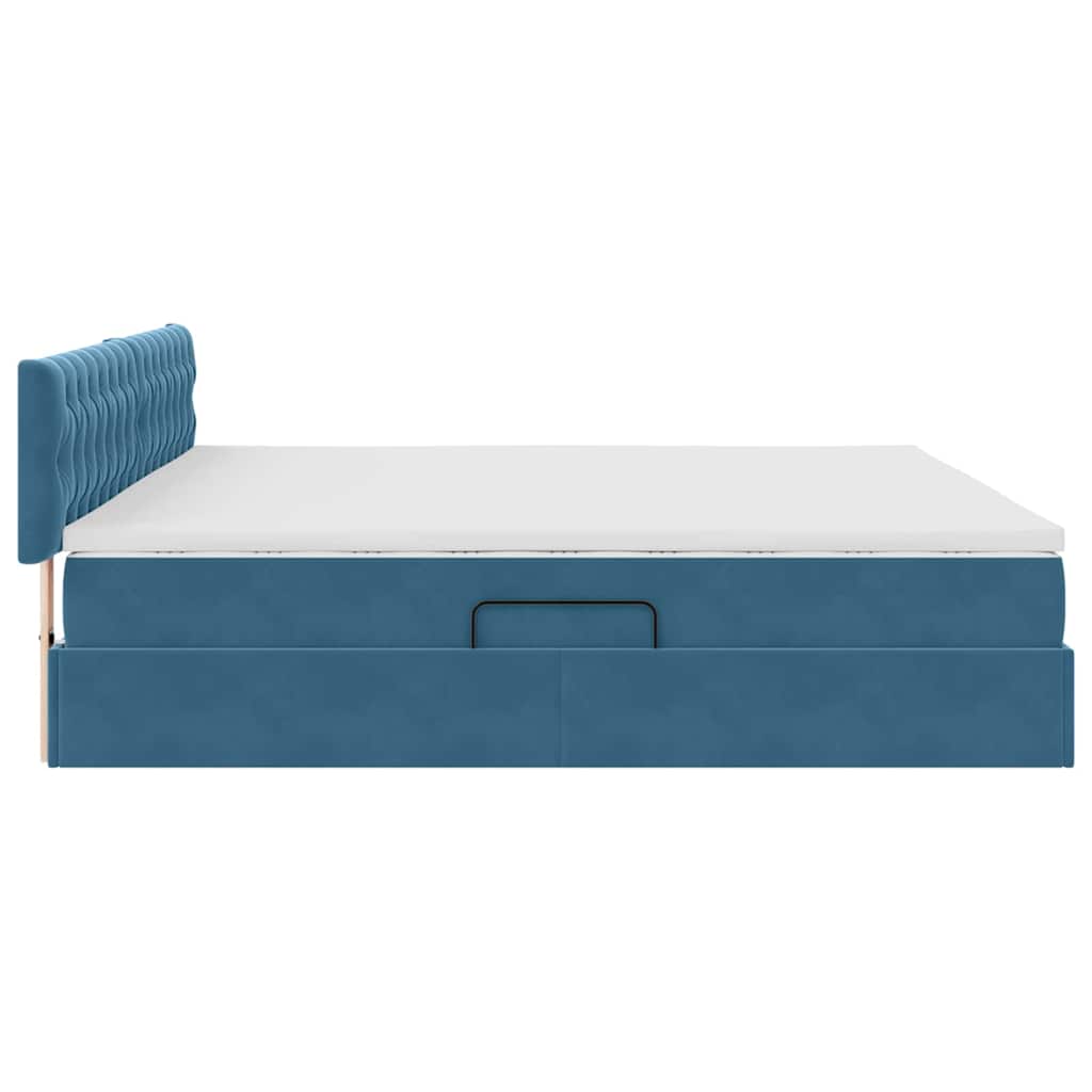 Letto con Contenitore Blu Scuro 200 x 200 cm Velluto | homemem39