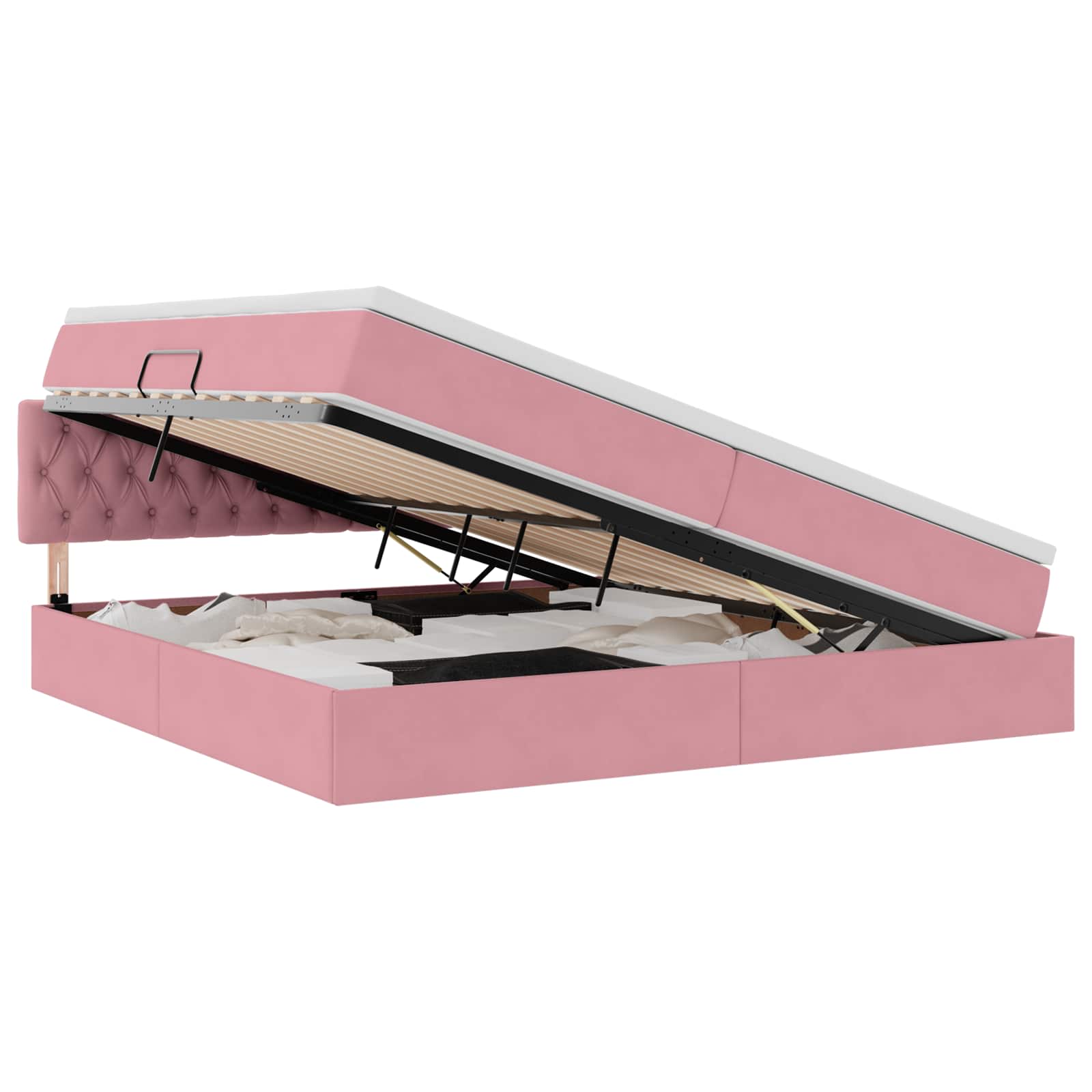 Letto con Contenitore con materasso Rosa 200 x 200 cm Velluto | homemem39