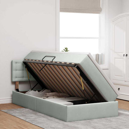 Letto con Contenitore Grigio chiaro 90 x 190 cm Velluto | homemem39