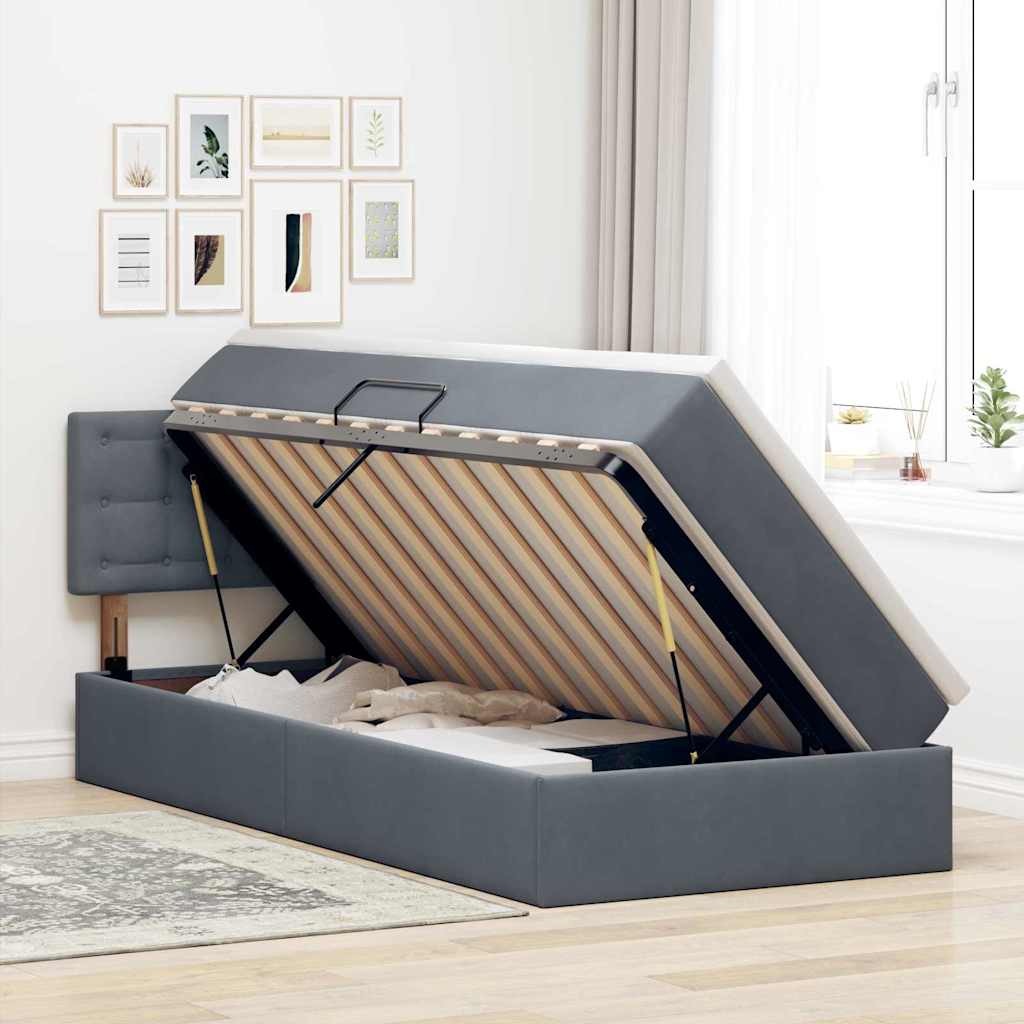 Letto con Contenitore Grigio scuro 90 x 190 cm Velluto | homemem39