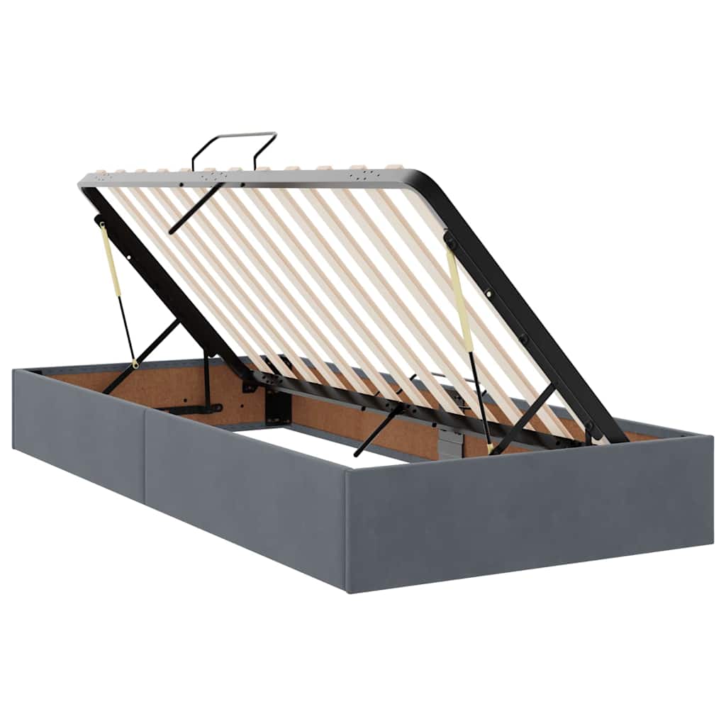Letto con Contenitore Grigio scuro 90 x 190 cm Velluto | homemem39