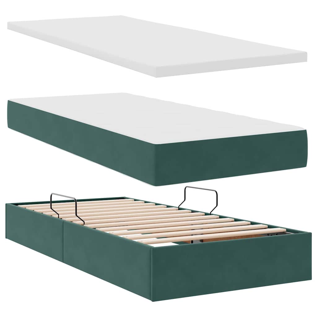 Letto con Contenitore Verde Scuro 90 x 190 cm Velluto | homemem39