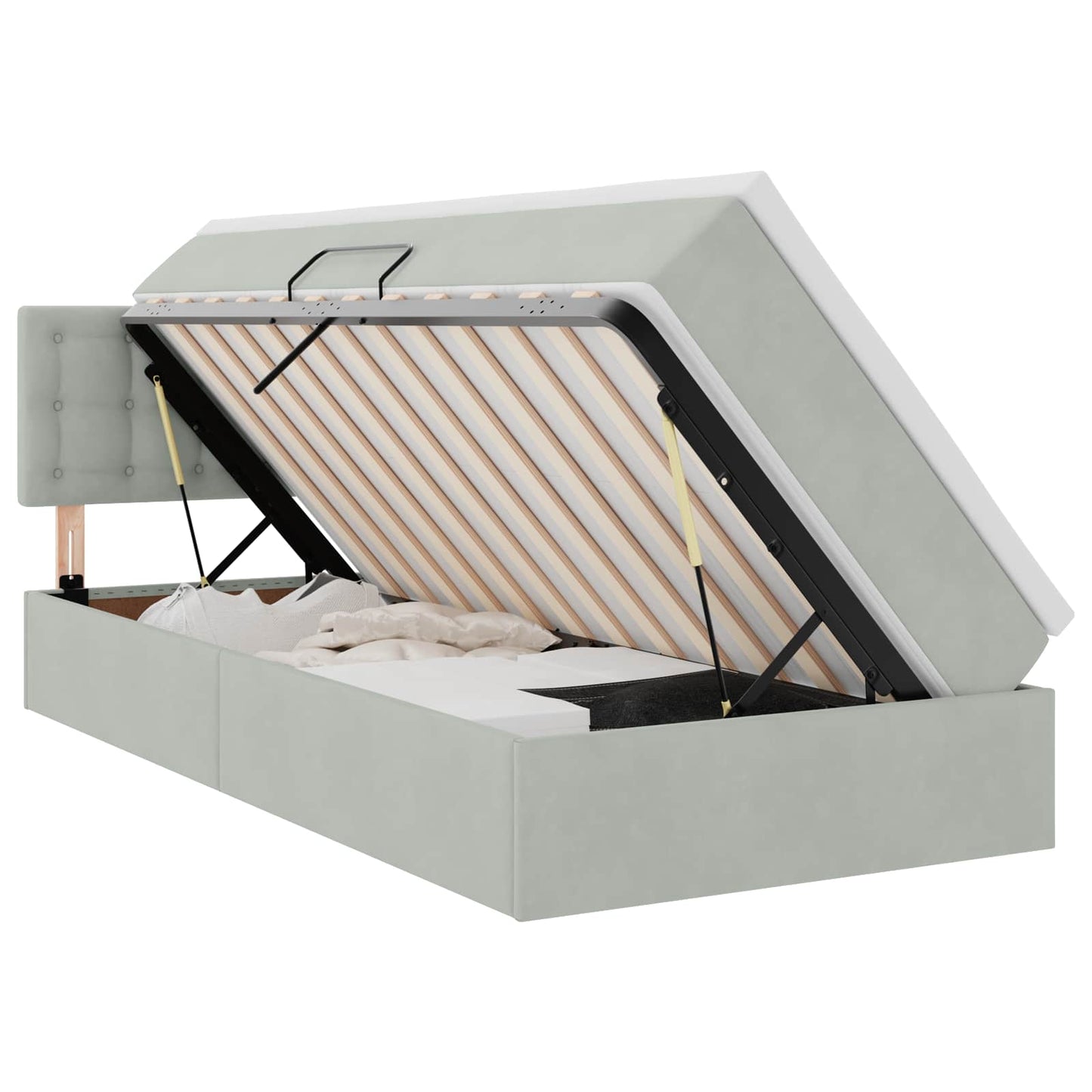 Letto con Contenitore Grigio chiaro 90 x 200 cm Velluto | homemem39