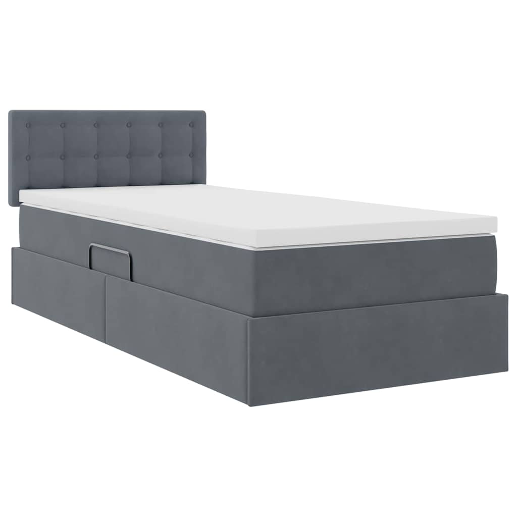 Letto con Contenitore Grigio scuro 90 x 200 cm Velluto