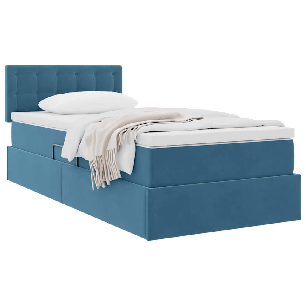 Letto con Contenitore Blu Scuro 90 x 200 cm Velluto | homemem39