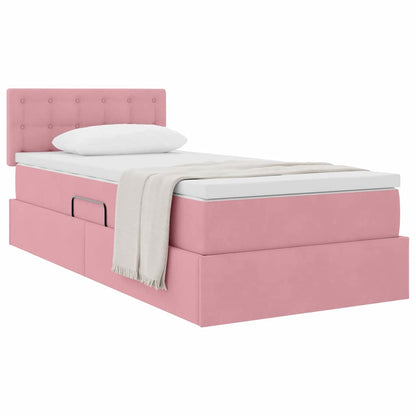 Letto con Contenitore con materasso Rosa 90 x 200 cm Velluto