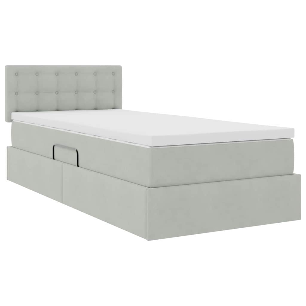 Letto con Contenitore Grigio chiaro 100 x 200 cm Velluto | homemem39