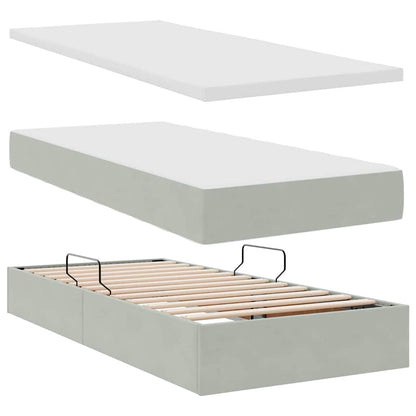 Letto con Contenitore Grigio chiaro 100 x 200 cm Velluto | homemem39