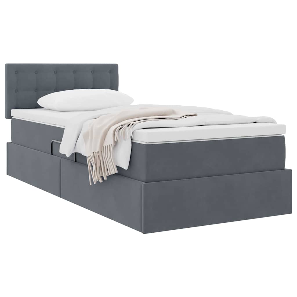 Letto con Contenitore Grigio scuro 100 x 200 cm Velluto | homemem39