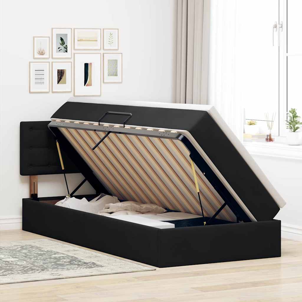 Letto con Contenitore con materasso Nero 100 x 200 cm Velluto | homemem39