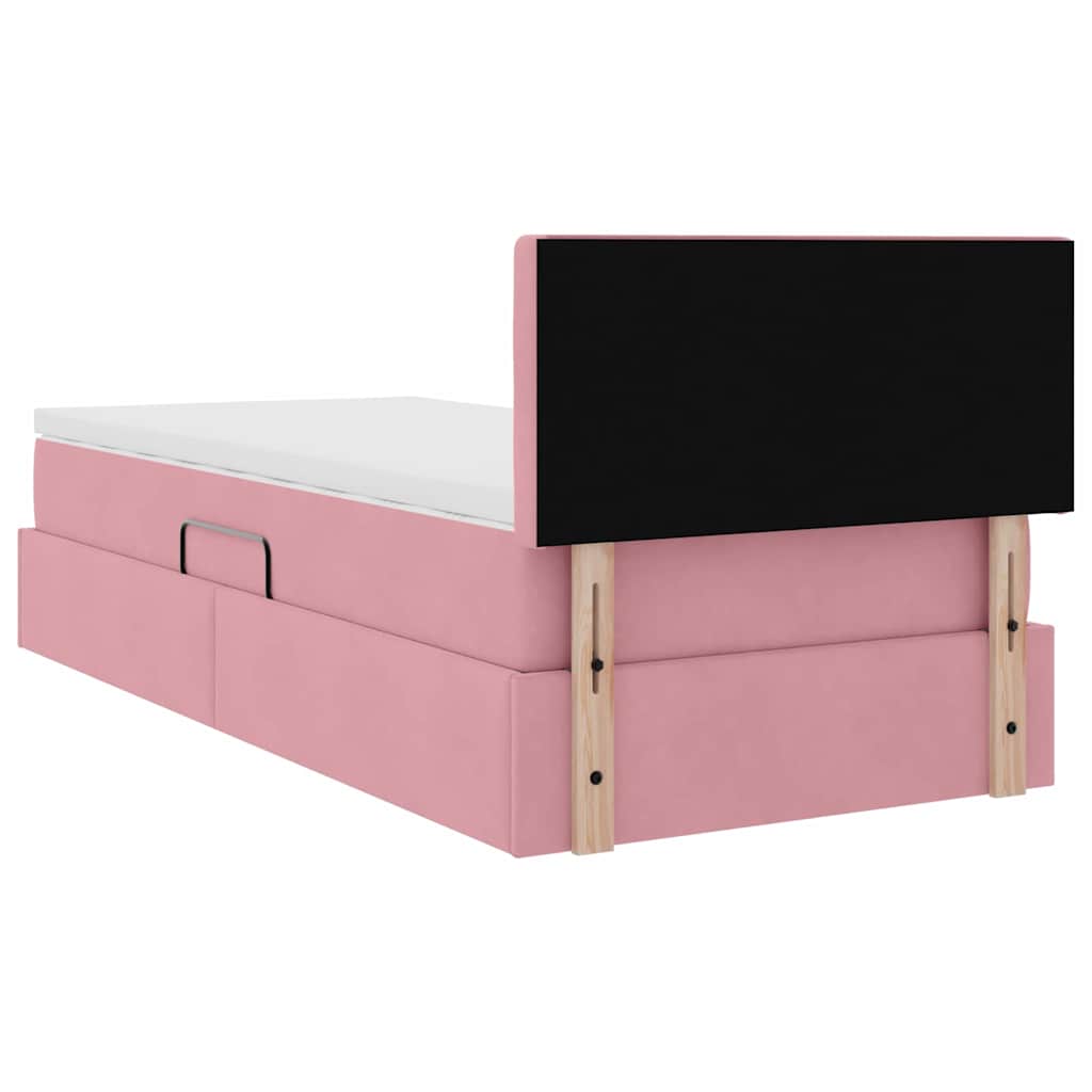 Letto con Contenitore con materasso Rosa 100 x 200 cm Velluto