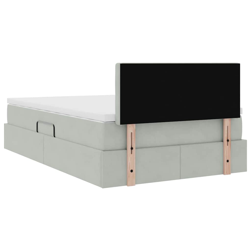 Letto con Contenitore Grigio chiaro 120 x 190 cm Velluto