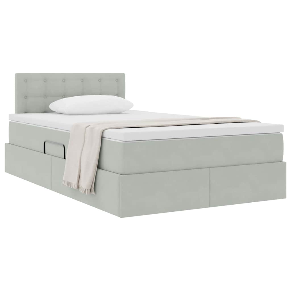 Letto con Contenitore Grigio chiaro 120 x 190 cm Velluto | homemem39