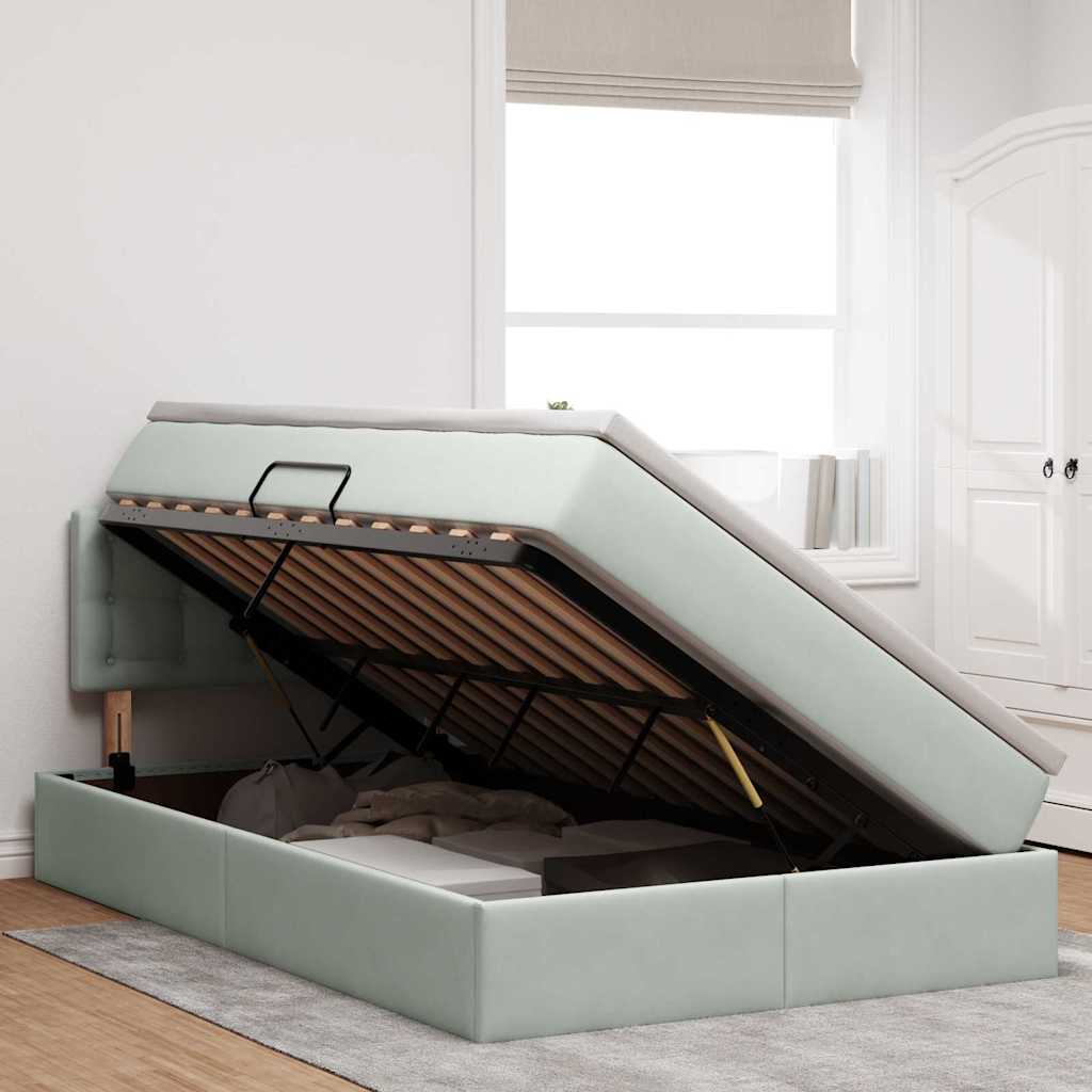 Letto con Contenitore Grigio chiaro 120 x 200 cm Velluto | homemem39