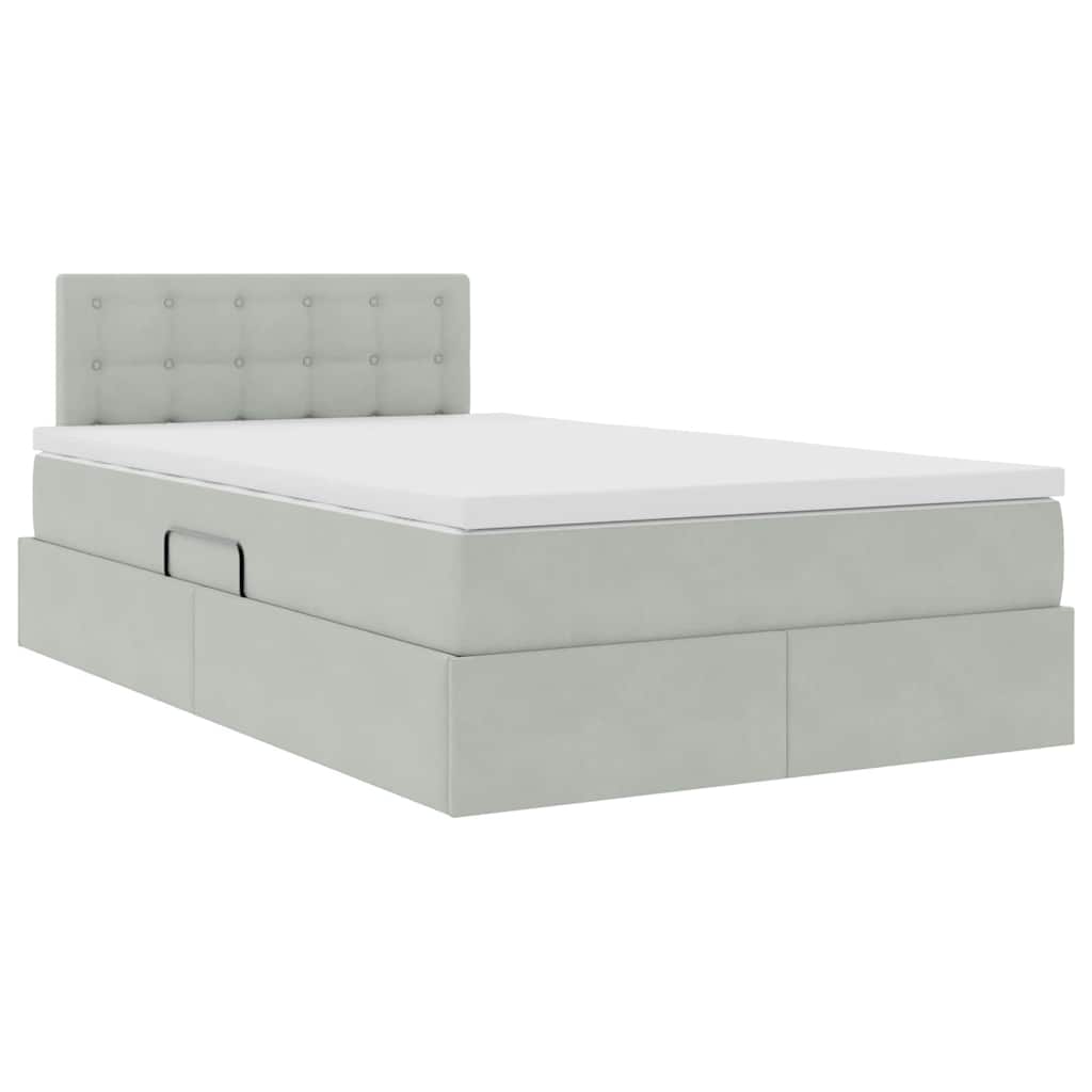 Letto con Contenitore Grigio chiaro 120 x 200 cm Velluto | homemem39