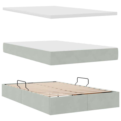 Letto con Contenitore Grigio chiaro 120 x 200 cm Velluto | homemem39