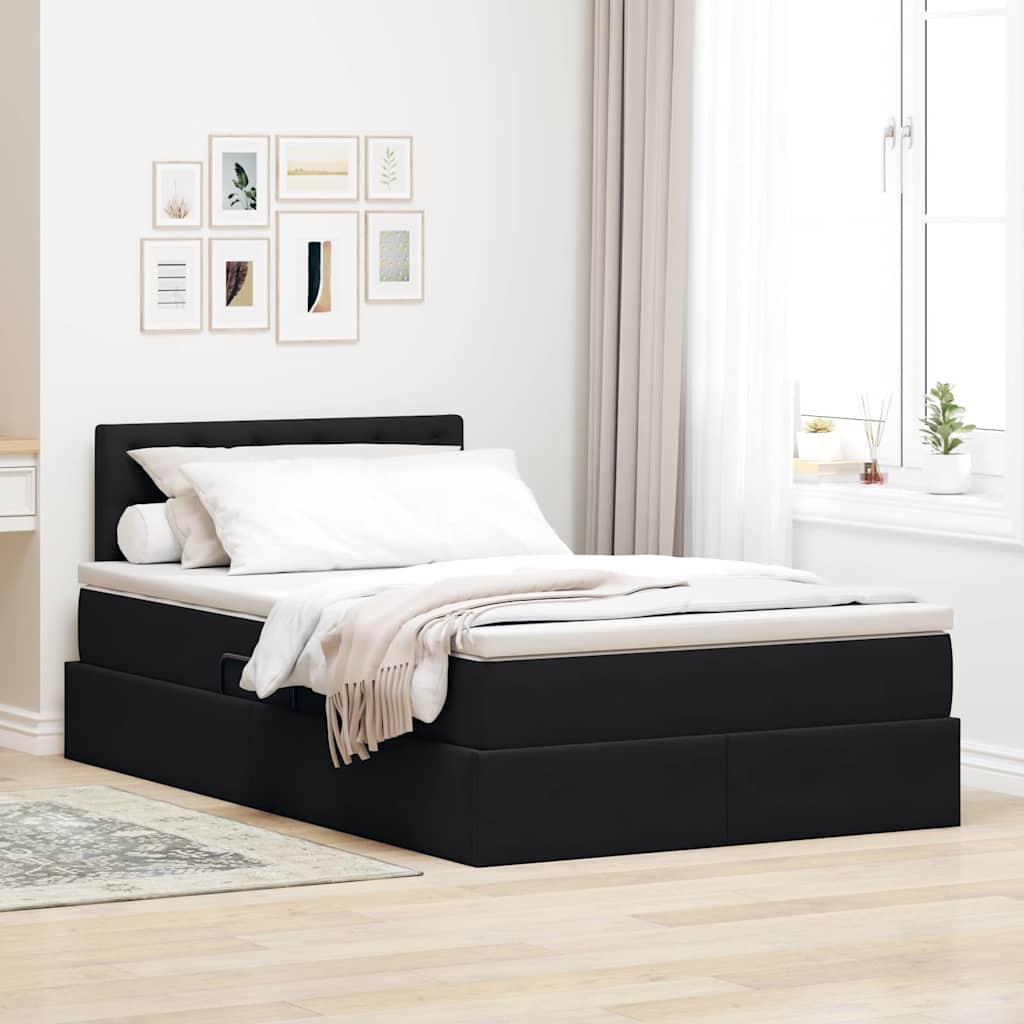 Letto con Contenitore con materasso Nero 120 x 200 cm Velluto