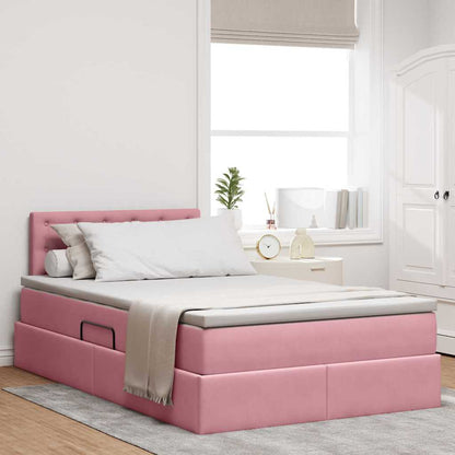 Letto con Contenitore con materasso Rosa 120 x 200 cm Velluto