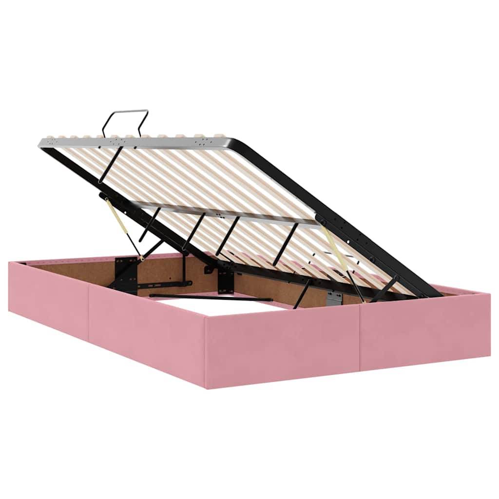 Letto con Contenitore con materasso Rosa 120 x 200 cm Velluto | homemem39