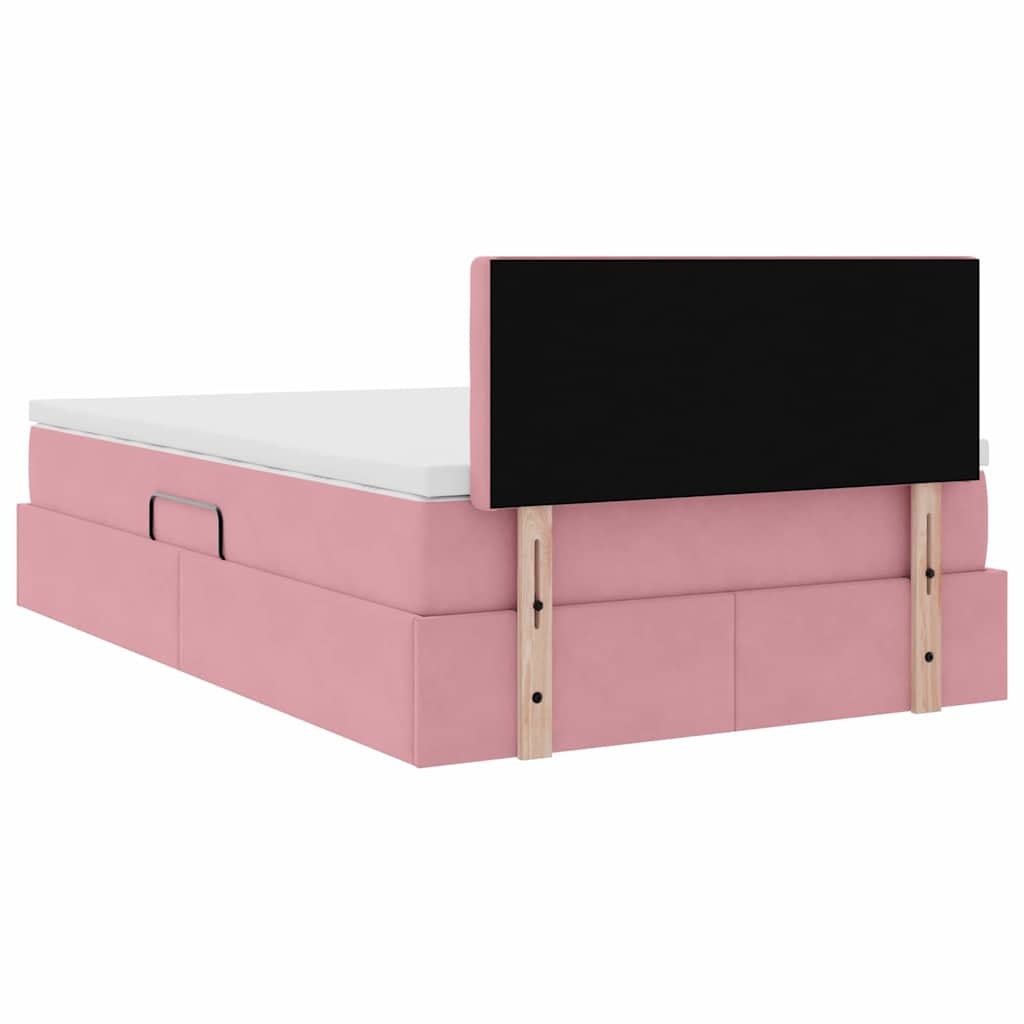 Letto con Contenitore con materasso Rosa 120 x 200 cm Velluto