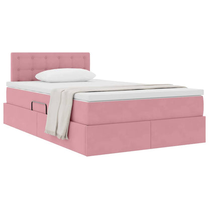 Letto con Contenitore con materasso Rosa 120 x 200 cm Velluto | homemem39