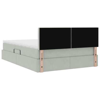 Letto con Contenitore Grigio chiaro 140 x 190 cm Velluto