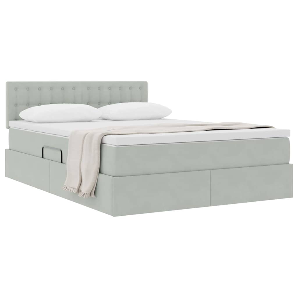 Letto con Contenitore Grigio chiaro 140 x 190 cm Velluto
