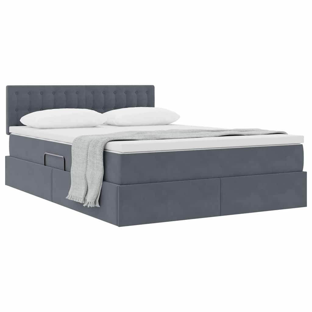 Letto con Contenitore Grigio scuro 140 x 190 cm Velluto | homemem39