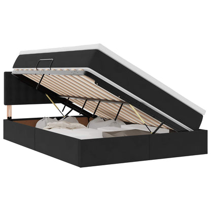 Letto con Contenitore con materasso Nero 140 x 190 cm Velluto