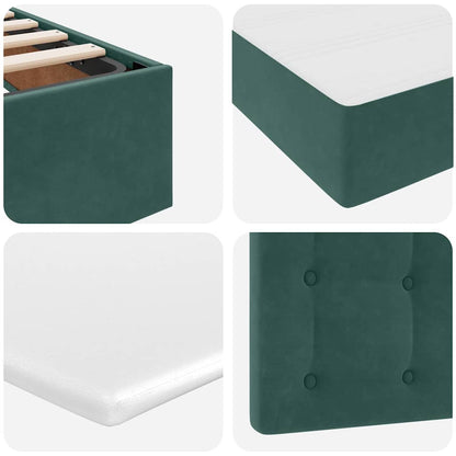 Letto con Contenitore Verde Scuro 140 x 190 cm Velluto