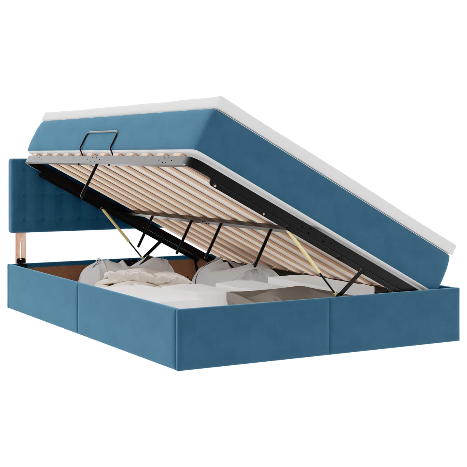 Letto con Contenitore Blu Scuro 140 x 190 cm Velluto | homemem39