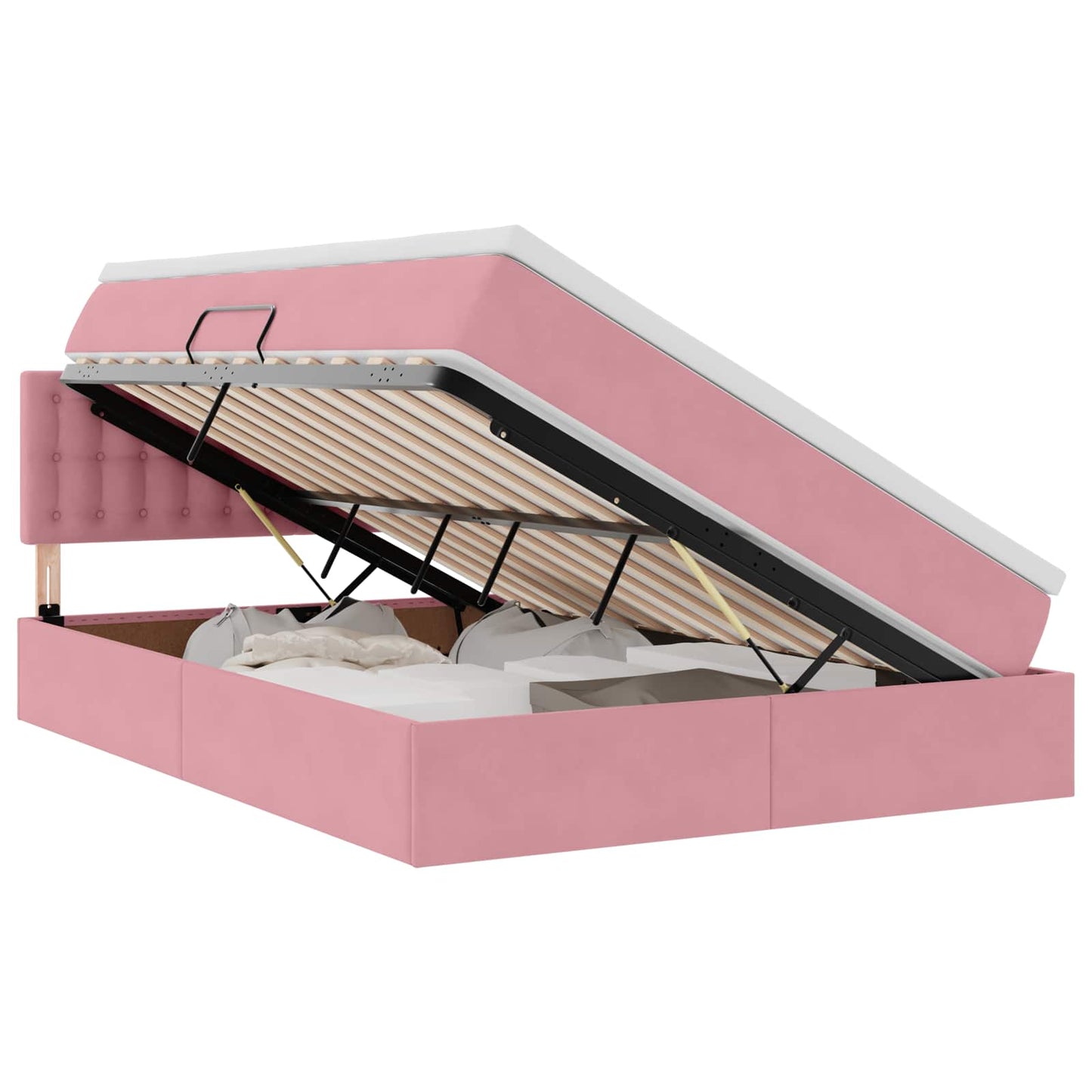Letto con Contenitore con materasso Rosa 140 x 190 cm Velluto | homemem39