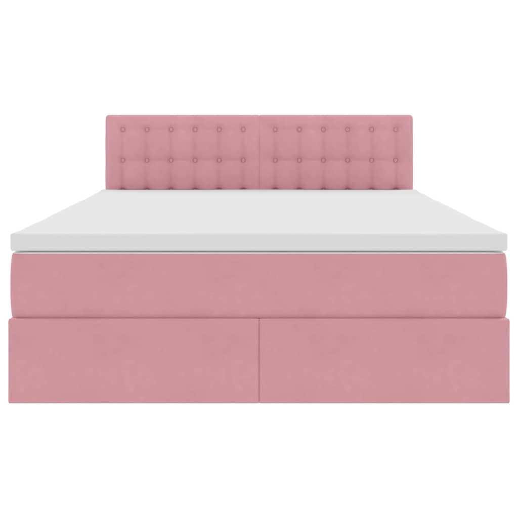 Letto con Contenitore con materasso Rosa 140 x 190 cm Velluto