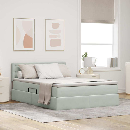 Letto con Contenitore Grigio chiaro 140 x 200 cm Velluto