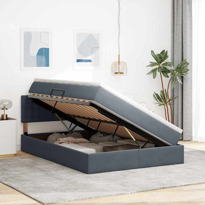 Letto con Contenitore Grigio scuro 140 x 200 cm Velluto | homemem39