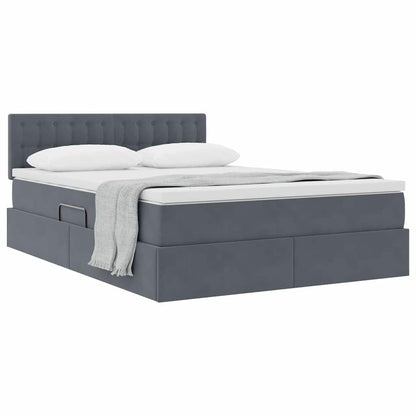 Letto con Contenitore Grigio scuro 140 x 200 cm Velluto | homemem39
