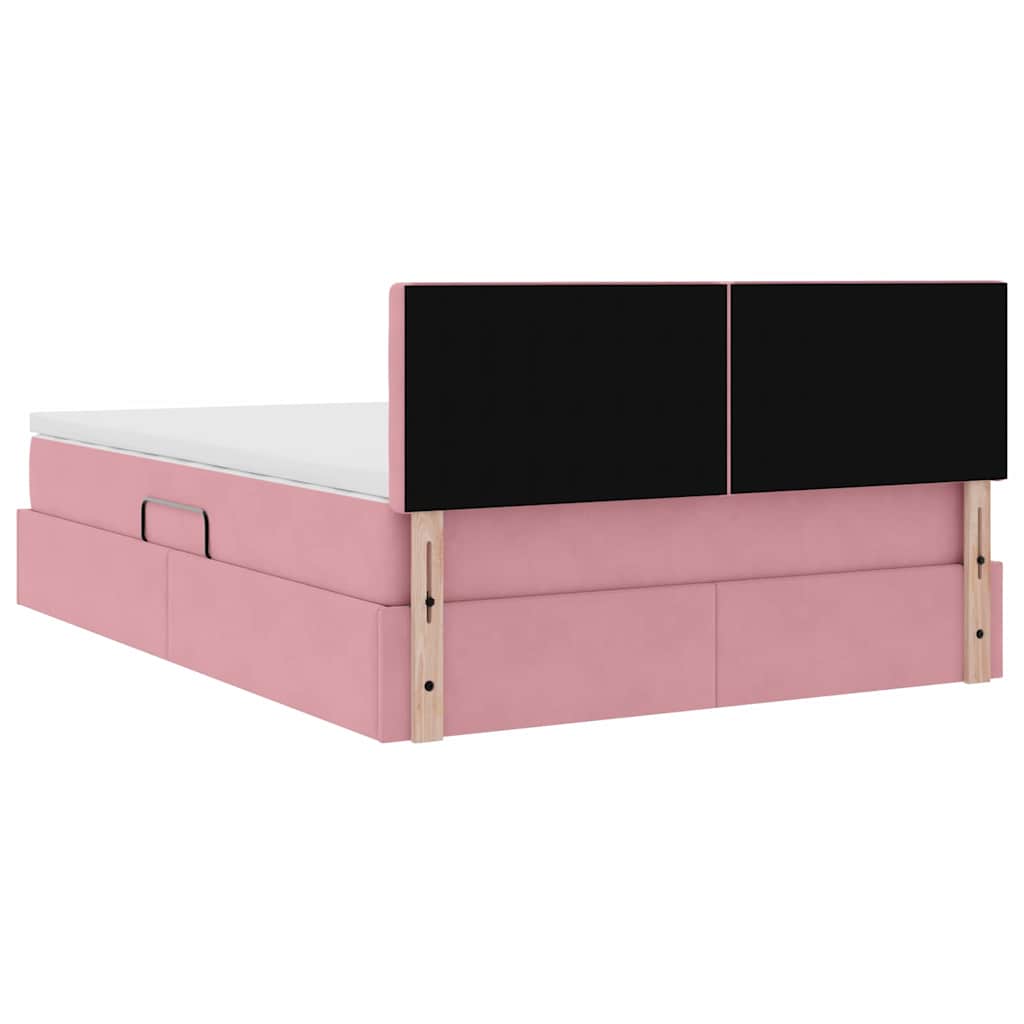 Letto con Contenitore con materasso Rosa 140 x 200 cm Velluto